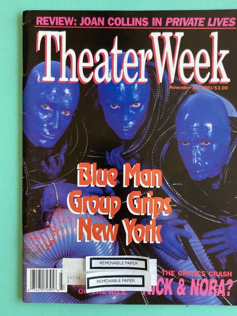 Blue Man Group John Patrick Shanley Theater Week Magazine November 25 1991 Label